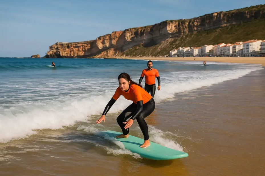 Prendre un cours de surf à nazare